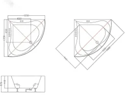 Shower & Design Massagebad-Hoekbadkuip Agyness - 263L - 135 X 135 X H57 Cm