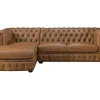 LINEA SOFA Leren Zitbank-Hoekbank Chesterfield Brenton 100% Buffelleer - Hoek Links - Vintage Caramel