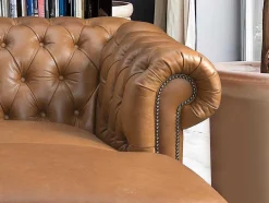LINEA SOFA Leren Zitbank-Hoekbank Chesterfield Brenton 100% Buffelleer - Hoek Links - Vintage Caramel