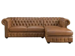 LINEA SOFA Chesterfield Zitbank-Hoekbank Chesterfield Brenton 100% Buffelleer - Hoek Rechts - Vintage Caramel