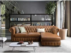 LINEA SOFA Chesterfield Zitbank-Hoekbank Chesterfield Brenton 100% Buffelleer - Hoek Rechts - Vintage Caramel