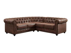 Vente-unique Hoekbank-Hoekbank Chesterfield Van Microvezel Met Verouderde Look