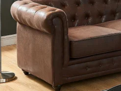 Vente-unique Hoekbank-Hoekbank Chesterfield Van Microvezel Met Verouderde Look