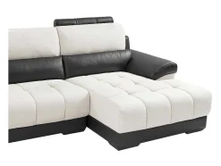 LINEA SOFA Hoekbank-Hoekbank In Zwart En Creme Stof En Leer - Hoek Rechts - Aragon