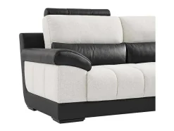 LINEA SOFA Hoekbank-Hoekbank In Zwart En Creme Stof En Leer - Hoek Rechts - Aragon