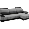 LINEA SOFA Aanbiedingen: Zitbank & Fauteuil-Hoekbank In Zwart En Grijze Stof En Leer - Hoek Rechts - Aragon