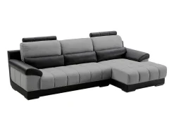 LINEA SOFA Aanbiedingen: Zitbank & Fauteuil-Hoekbank In Zwart En Grijze Stof En Leer - Hoek Rechts - Aragon