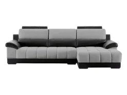 LINEA SOFA Aanbiedingen: Zitbank & Fauteuil-Hoekbank In Zwart En Grijze Stof En Leer - Hoek Rechts - Aragon