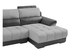 LINEA SOFA Aanbiedingen: Zitbank & Fauteuil-Hoekbank In Zwart En Grijze Stof En Leer - Hoek Rechts - Aragon