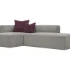 Vente-unique Designer Zitbank-Hoekbank Met Hoek Links Van Grijs Ribfluweel Janao