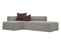 Vente-unique Designer Zitbank-Hoekbank Met Hoek Links Van Grijs Ribfluweel Janao