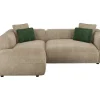 Vente-unique Fluweel / Suede-Hoekbank Met Hoek Links Van Beige Velours Met Textuur Talmine
