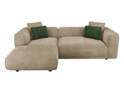Vente-unique Fluweel / Suede-Hoekbank Met Hoek Links Van Beige Velours Met Textuur Talmine