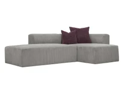 Vente-unique Designer Zitbank-Hoekbank Met Hoek Rechts Van Grijs Ribfluweel Janao
