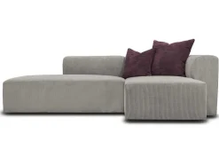 Vente-unique Designer Zitbank-Hoekbank Met Hoek Rechts Van Grijs Ribfluweel Janao
