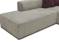 Vente-unique Designer Zitbank-Hoekbank Met Hoek Rechts Van Grijs Ribfluweel Janao