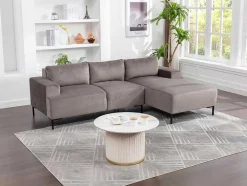 Vente-unique Fluweel / Suede-Hoekbank Met Hoek Rechts Van Grijs Velours Madalieni