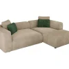 Vente-unique Fluweel / Suede-Hoekbank Met Hoek Rechts Van Beige Velours Met Textuur Talmine