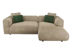 Vente-unique Fluweel / Suede-Hoekbank Met Hoek Rechts Van Beige Velours Met Textuur Talmine