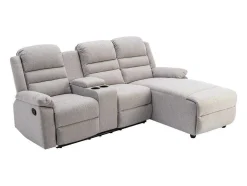 Vente-unique Relaxbanken Met Manuele Relaxfunctie-Hoekbank Rechts Van Beige Stof Macedonia