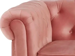 Vente-unique Chesterfield Zitbank-Hoekbank Van Fluweel Chesterfield - Pastel Roze