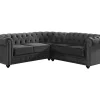 Vente-unique Chesterfield Zitbank-Hoekbank Van Fluweel Chesterfield - Antraciet