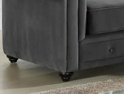 Vente-unique Chesterfield Zitbank-Hoekbank Van Fluweel Chesterfield - Antraciet