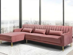 Vente-unique Fluweel / Suede-Hoekbank Van Fluweel Meyreuil - Oudroze - Hoek Links