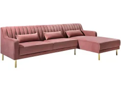Vente-unique Fluweel / Suede-Hoekbank Van Fluweel Meyreuil - Oudroze - Hoek Rechts