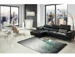 LINEA SOFA Leren Zitbank-Hoekbank Van Hoogwaardig Leer Excelsior Ii - Zwart - Hoek Links