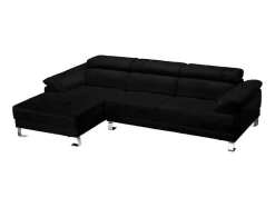 LINEA SOFA Leren Zitbank-Hoekbank Van Hoogwaardig Leer Excelsior Ii - Zwart - Hoek Links