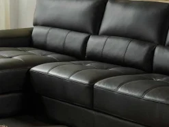 LINEA SOFA Hoekbank-Hoekbank Van Leer Metropolitan Ii - Zwart - Hoek Links