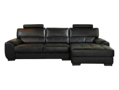 LINEA SOFA Leren Zitbank-Hoekbank Van Leer Metropolitan Ii - Zwart - Hoek Rechts