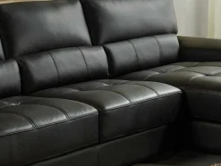 LINEA SOFA Leren Zitbank-Hoekbank Van Leer Metropolitan Ii - Zwart - Hoek Rechts