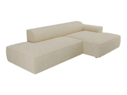 Vente-unique Fluweel / Suede-Hoekbank Van Ribfluweel Rechtse Hoek Cremekleur Nepiri