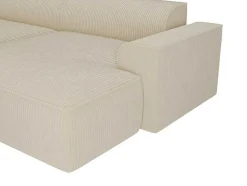 Vente-unique Fluweel / Suede-Hoekbank Van Ribfluweel Rechtse Hoek Cremekleur Nepiri