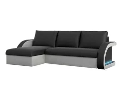 Vente-unique Kunstleren Zitbank-Hoekbedbank Met Hoek Links Of Rechts Van Kunstleer Corneille - Tweekleurig Zwart/Wit