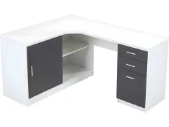Vente-unique Bureaumeubel-Hoekbureau Norwy - 2 Deuren & 2 Laden - Mdf Blad Met Granieteffect