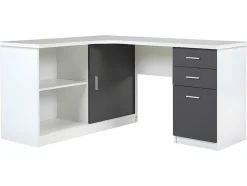 Vente-unique Bureaumeubel-Hoekbureau Norwy - 2 Deuren & 2 Laden - Mdf Blad Met Granieteffect
