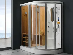 Shower & Design Douchecabine-Hoekdouchecabine Balneo-Hamam-Sauna Haumea - L157Xd110Xh215Cm Linkerhoek