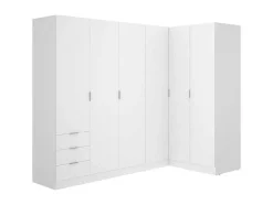 Vente-unique Kledingkast-Hoekkast Met 6 Deuren En 3 Lades - L213 Cm - Wit - Listowel