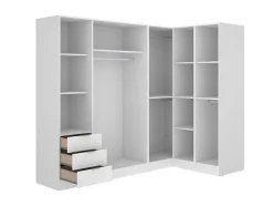 Vente-unique Kledingkast-Hoekkast Met 6 Deuren En 3 Lades - L213 Cm - Wit - Listowel
