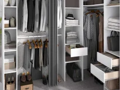 Vente-unique Aanbiedingen: Slaapkamer & Kantoor-Hoekkledingkast Met Gordijn En 1 Deur - Met Spiegel - L231 Cm - Wit En Grijs - Bertrand