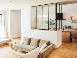 Vente-unique Glazen Binnenraam-Hoekraam Werkplaats Van Gepoedercoat Aluminium - L120 X B60 X H130 Cm - Zwart - Bayview