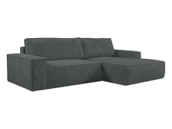 Vente-unique Fluweel / Suede-Hoekslaapbank Amelia Van Pascal Morabito - Ribfluweel - Antracietgrijs - Hoek Rechts