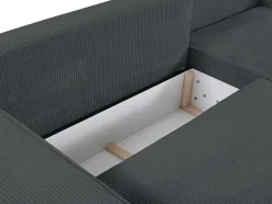 Vente-unique Fluweel / Suede-Hoekslaapbank Amelia Van Pascal Morabito - Ribfluweel - Antracietgrijs - Hoek Rechts