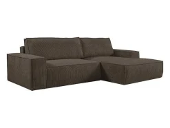 Vente-unique Hoekbank-Hoekslaapbank Amelia Van Pascal Morabito - Ribfluweel - Bruin - Hoek Rechts