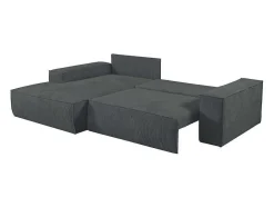 Vente-unique Aanbiedingen: Zitbank & Fauteuil-Hoekslaapbank Amelia Van Pascal Morabito - Ribfluweel - Antracietgrijs - Hoek Links