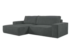 Vente-unique Aanbiedingen: Zitbank & Fauteuil-Hoekslaapbank Amelia Van Pascal Morabito - Ribfluweel - Antracietgrijs - Hoek Links