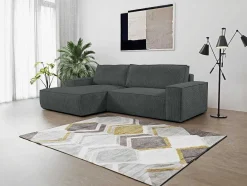 Vente-unique Aanbiedingen: Zitbank & Fauteuil-Hoekslaapbank Amelia Van Pascal Morabito - Ribfluweel - Antracietgrijs - Hoek Links